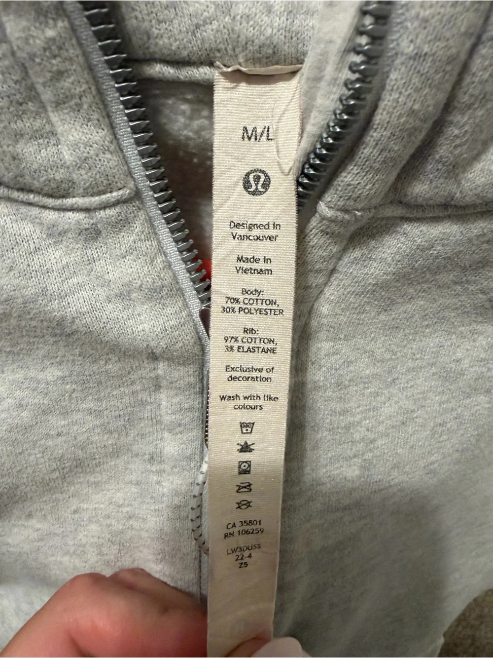 Light gray scuba hoodie from Lululemon